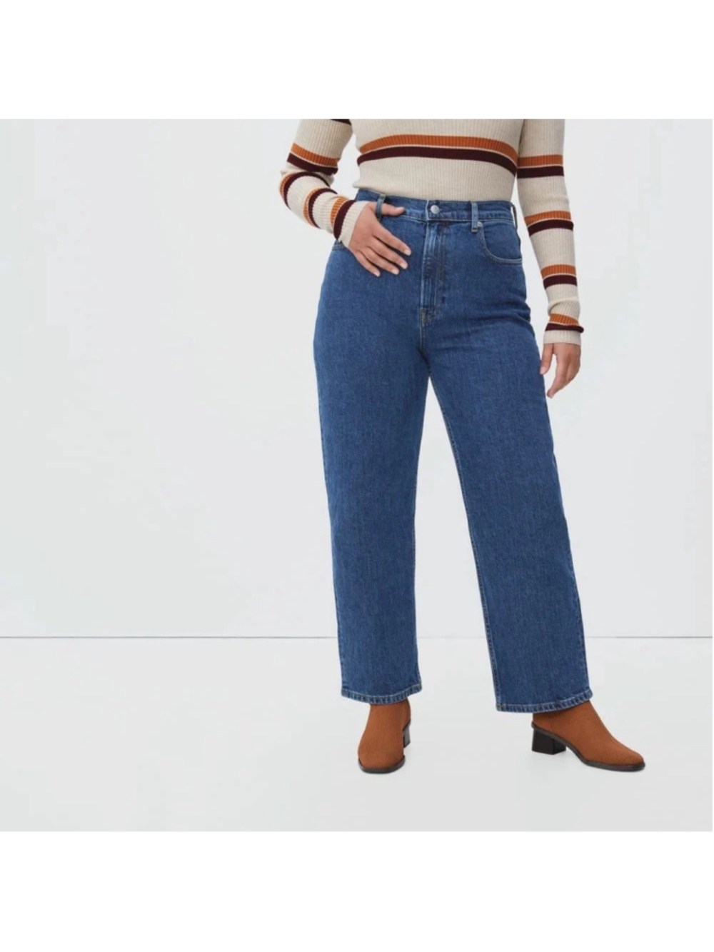 EVERLANE NWT The Way High Jean Vintage Indigo Wide Straight 35 Regular